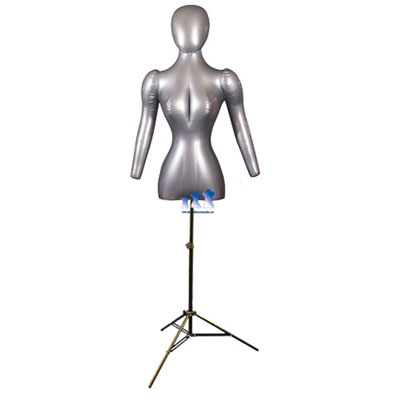 Inflatable Female Torso w/ Head & Arms, with MS12 Stand, Silver